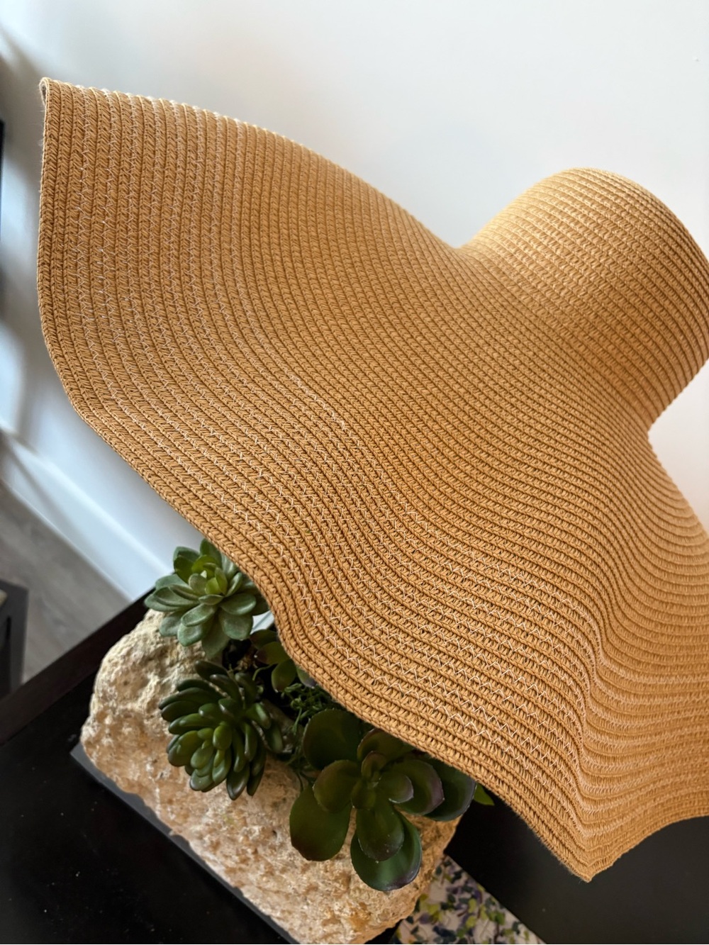 High Quality Super Wide Brim Sun Hat, 60cm- Tan - Picture 4 of 5